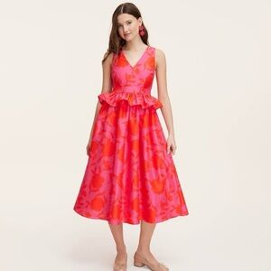 Kate Spade Vivid Pink and Orange Midi Dress